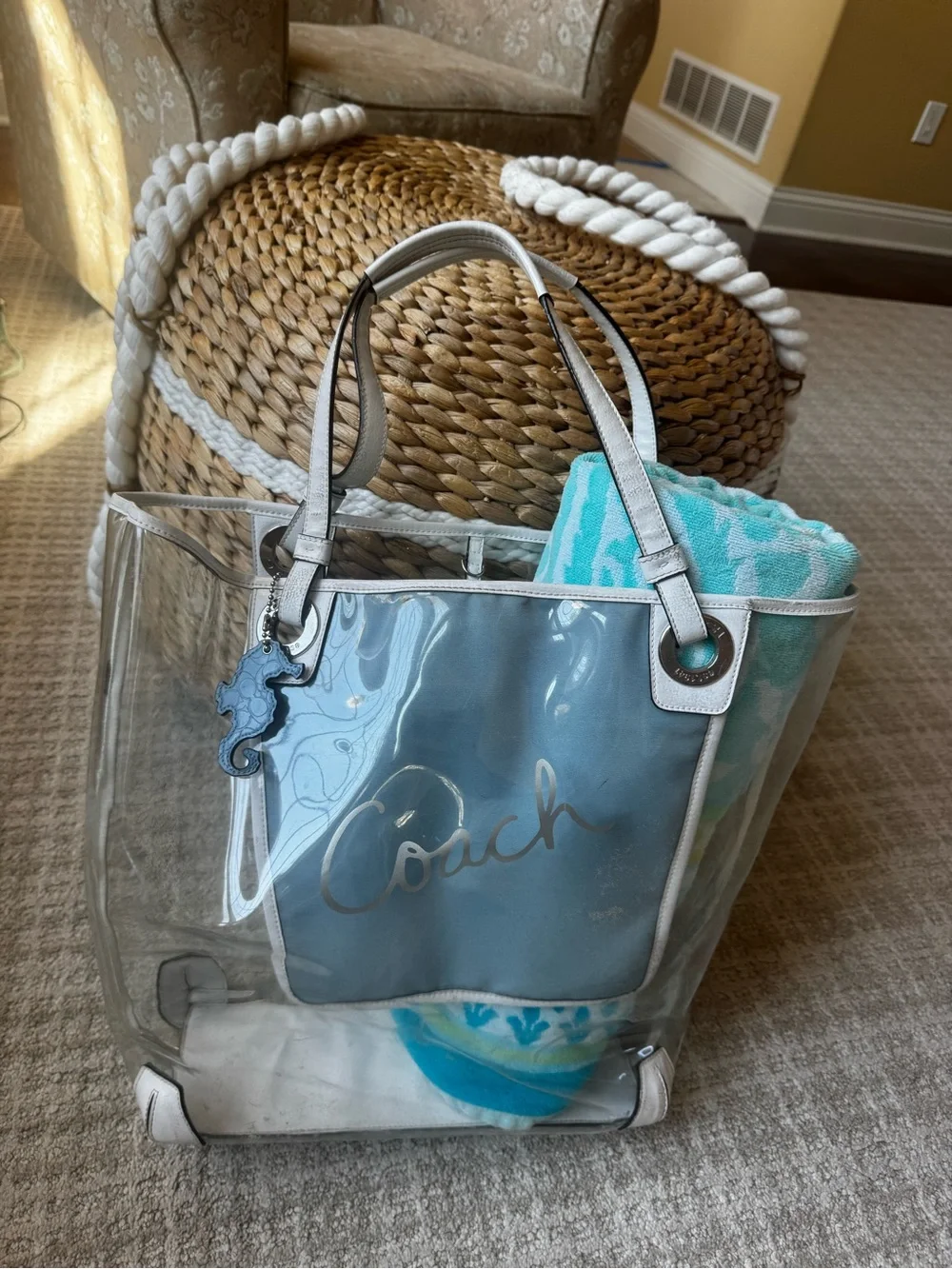 Coach Clear Tote Beach  Bag  - White Trim